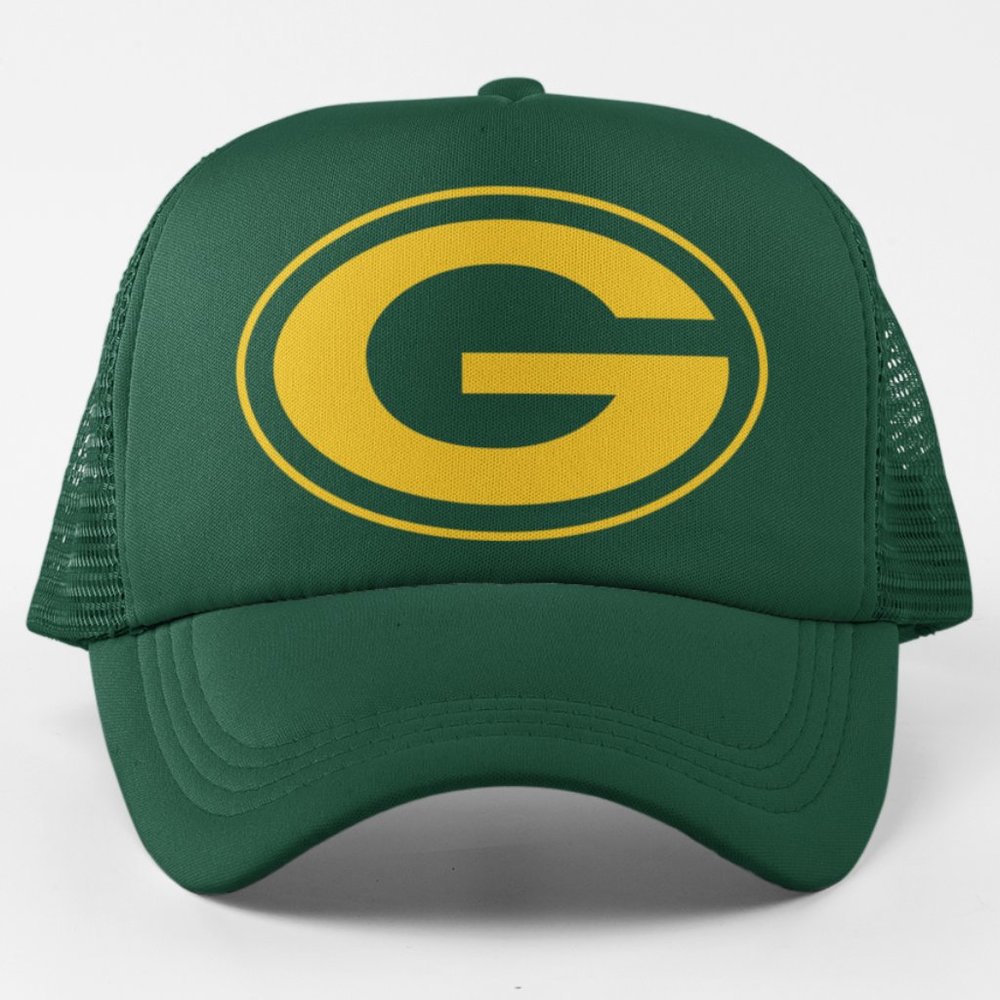 NEW Green Bay Packers Monochrome G Trucker Mesh Snapback Hat DARK GREEN